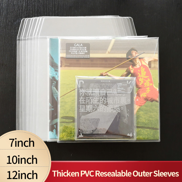 Hot Sale 10PCS Thicken PVC Resealable Outer Sleeves for 12'' Single LP  Gatefold 2LP 10'' Vinyl